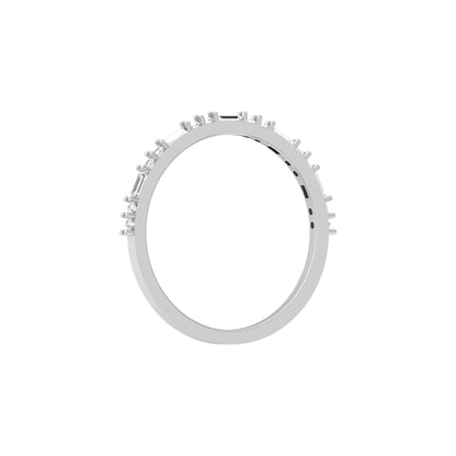 14K Solid Gold Round And Baguette Women's Jewelry Band Rings Perfect Gift For Her - HIGHCARAT DIAMONDS