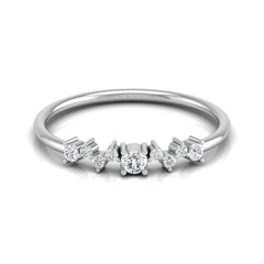 14Kt Solid Gold Diamond Ring for Women's Minimalist Daily Wear Band with Round-Cut Diamonds - HIGHCARAT DIAMONDS