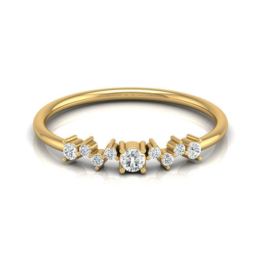 14Kt Solid Gold Diamond Ring for Women's Minimalist Daily Wear Band with Round-Cut Diamonds - HIGHCARAT DIAMONDS