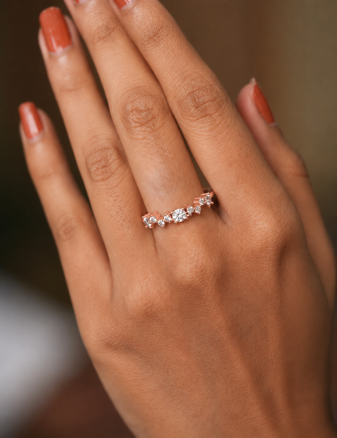 14Kt Solid Gold Diamond Ring for Women's Minimalist Daily Wear Band with Round-Cut Diamonds - HIGHCARAT DIAMONDS