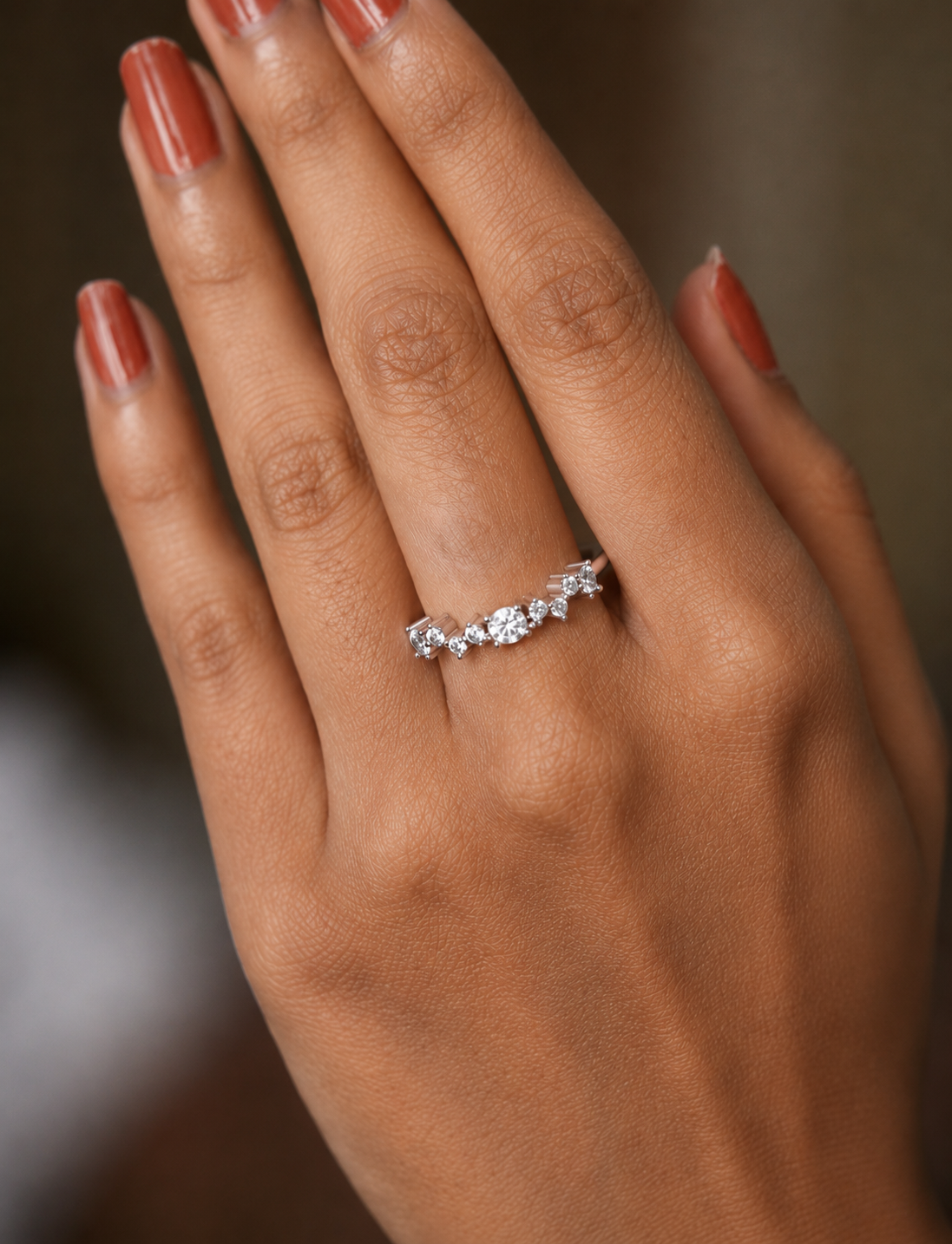 14Kt Solid Gold Diamond Ring for Women's Minimalist Daily Wear Band with Round-Cut Diamonds - HIGHCARAT DIAMONDS