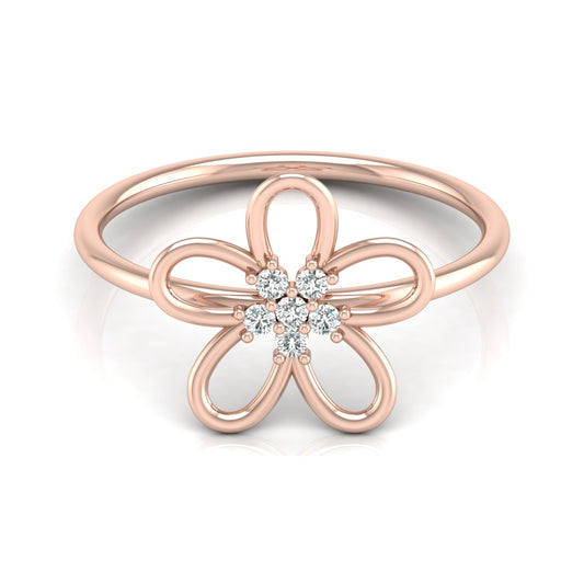 14K Solid Gold  Round Cut Gold Floral Light Weight Ring Perfect Gift For Your Love - HIGHCARAT DIAMONDS