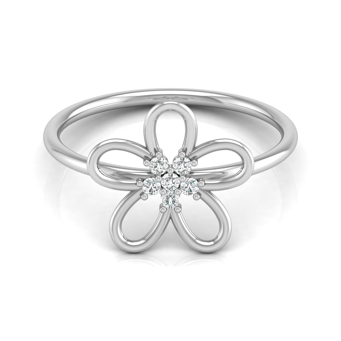 14K Solid Gold  Round Cut Gold Floral Light Weight Ring Perfect Gift For Your Love