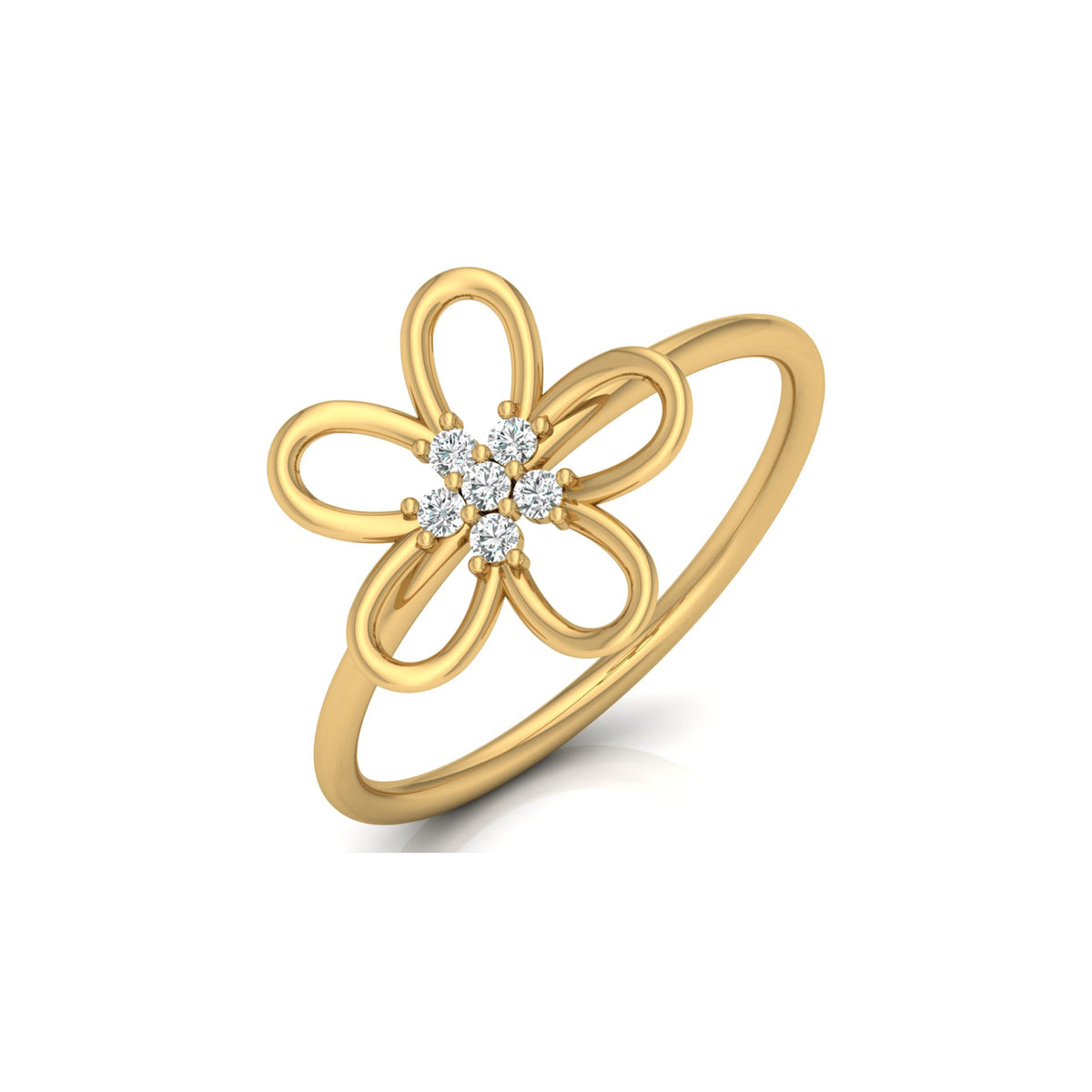 14K Solid Gold  Round Cut Gold Floral Light Weight Ring Perfect Gift For Your Love - HIGHCARAT DIAMONDS
