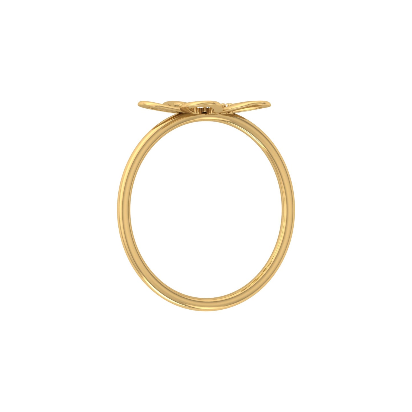 14K Solid Gold  Round Cut Gold Floral Light Weight Ring Perfect Gift For Your Love