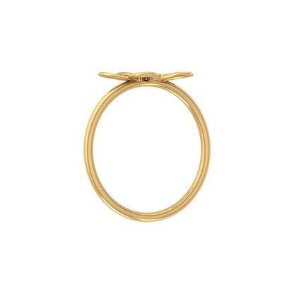 14K Solid Gold  Round Cut Gold Floral Light Weight Ring Perfect Gift For Your Love