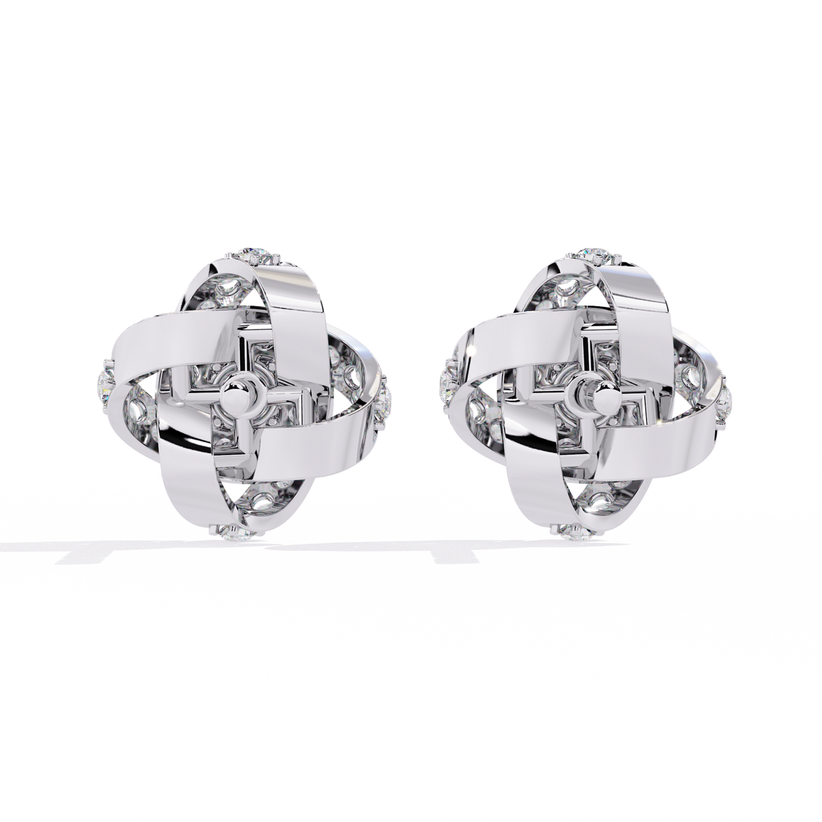 14k Solid Gold Round Cut Lab Grown Diamond Twisted Sparkling Cluster Stud Earrings For Her - HIGHCARAT DIAMONDS