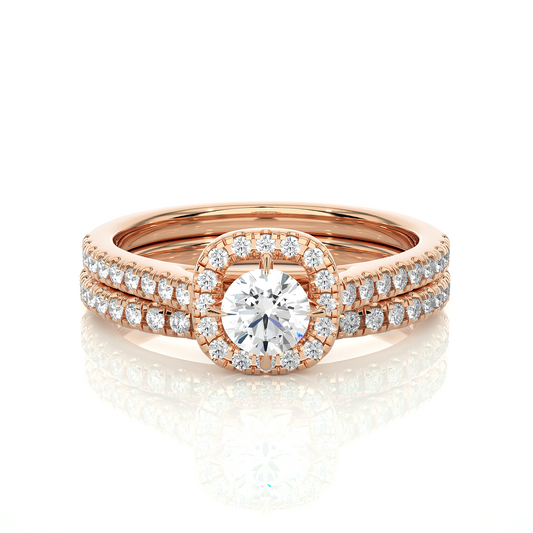 14K Solid Gold Round Shape Diamond Ring, Handmade Accented Perfect Promise Ring for Your Special Person - HIGHCARAT DIAMONDS