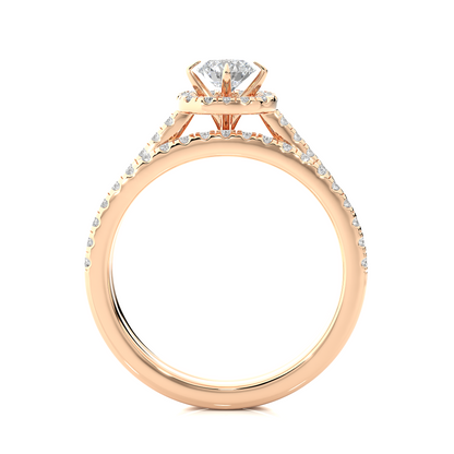 14K Solid Gold Round Shape Diamond Ring, Handmade Accented Perfect Promise Ring for Your Special Person