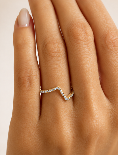 14K Solid Gold Stackable Band Ring Twisted  Minimalist Design For Daily Wear - HIGHCARAT DIAMONDS