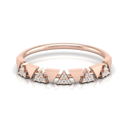 14K Solid Gold Triangle Diamond Wedding Band Alternating Diamond Band Ring For Women - HIGHCARAT DIAMONDS