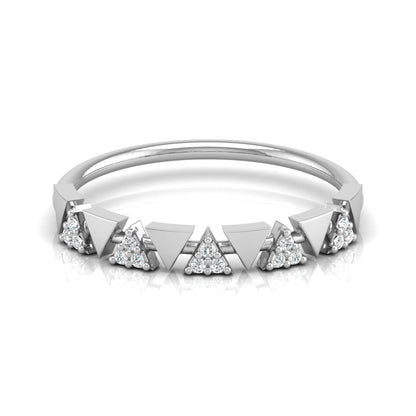 14K Solid Gold Triangle Diamond Wedding Band Alternating Diamond Band Ring For Women - HIGHCARAT DIAMONDS