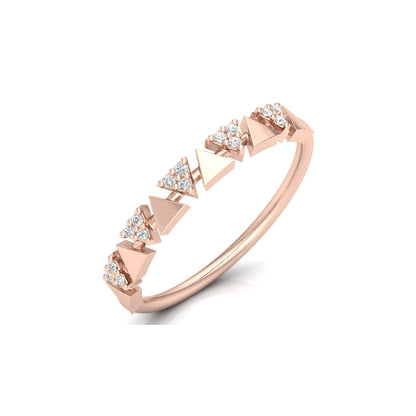 14K Solid Gold Triangle Diamond Wedding Band Alternating Diamond Band Ring For Women - HIGHCARAT DIAMONDS