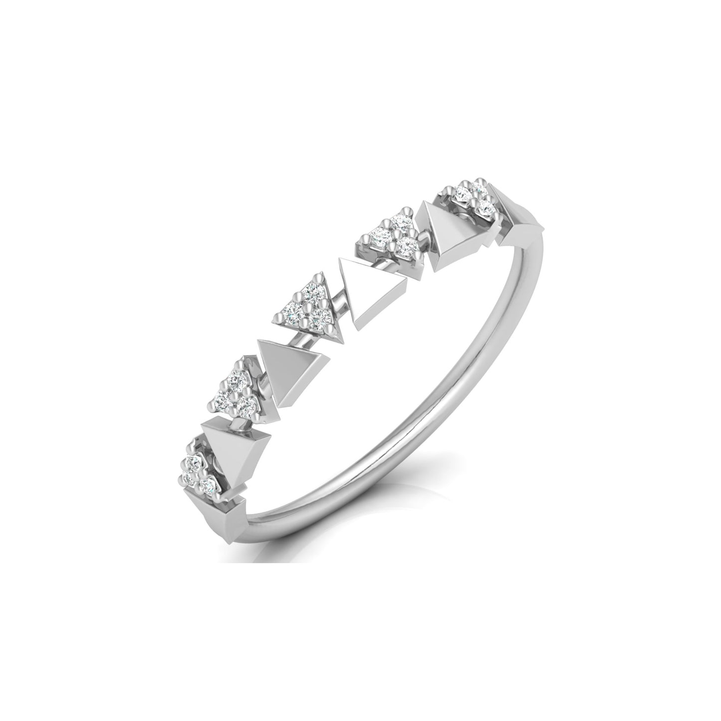 14K Solid Gold Triangle Diamond Wedding Band Alternating Diamond Band Ring For Women - HIGHCARAT DIAMONDS