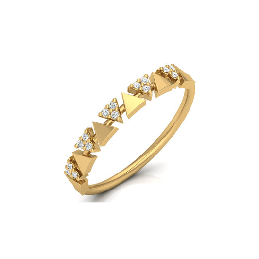 14K Solid Gold Triangle Diamond Wedding Band Alternating Diamond Band Ring For Women - HIGHCARAT DIAMONDS