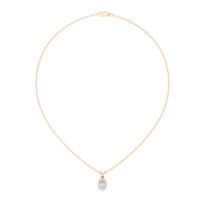 14K Solid Gold Vintage Halo Pendant with Marquise Cut Lab-Grown Diamond