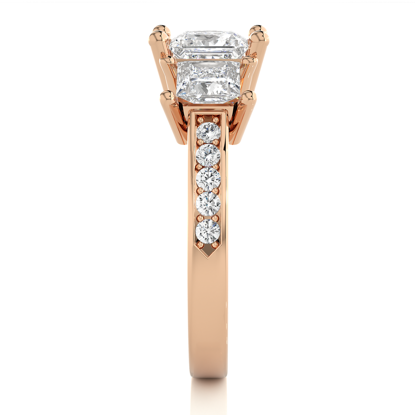 14K Solid Gold princess cut 2.20 Ct  Lab grown three stone Ring For Her - HIGHCARAT DIAMONDS