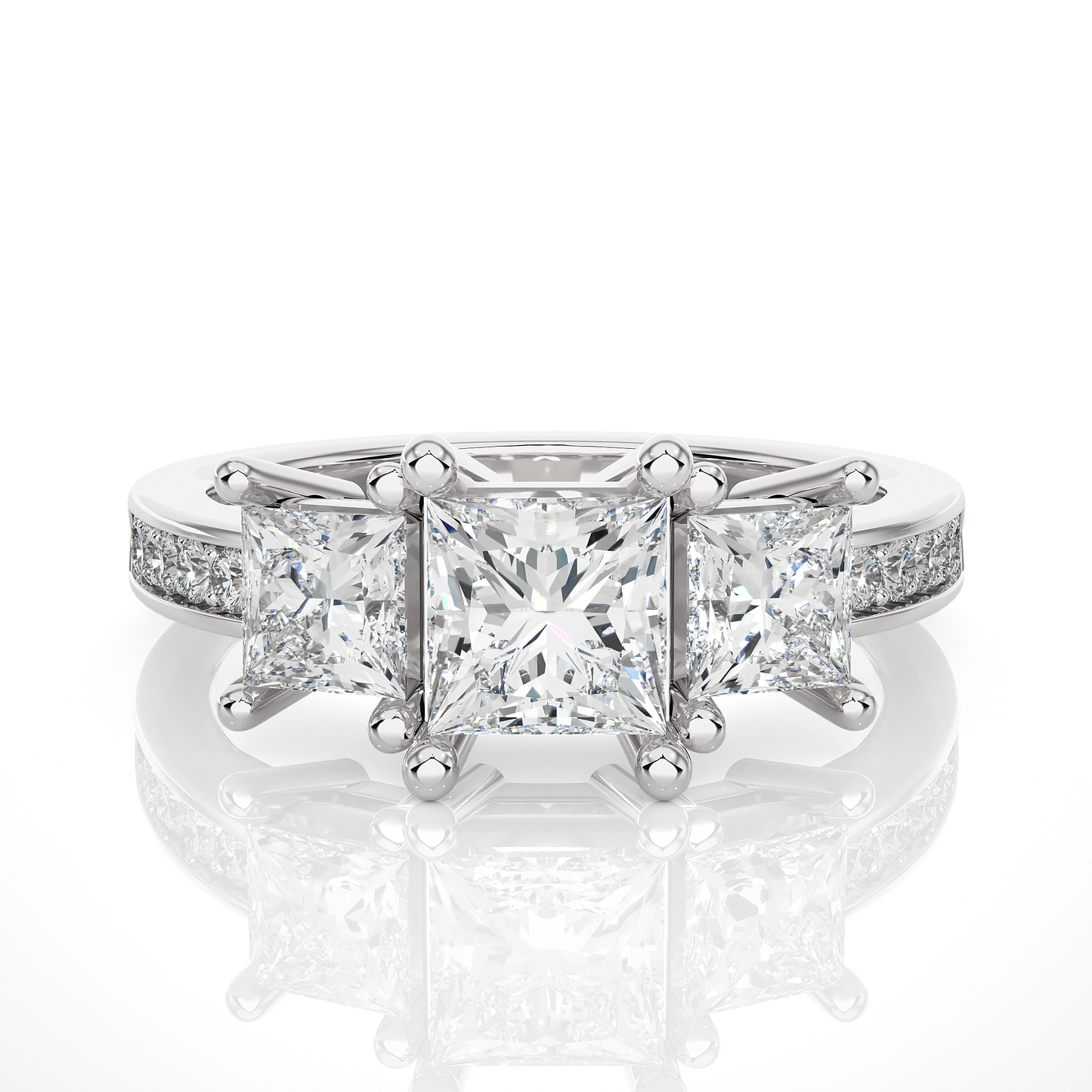 14K Solid Gold princess cut 2.20 Ct  Lab grown three stone Ring For Her - HIGHCARAT DIAMONDS