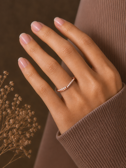 14K Solid Rose Gold Trending Diamond Band Ring Classic Elegance On A Budget - HIGHCARAT DIAMONDS