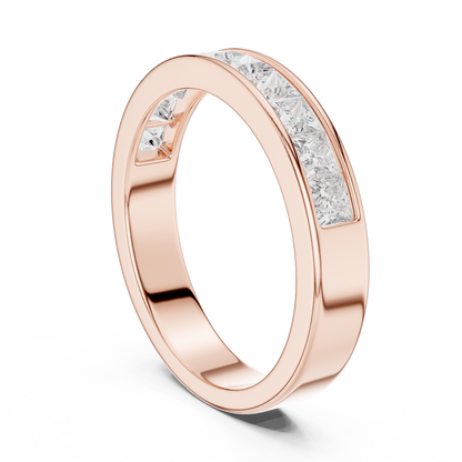 14K Solid White Gold Princess Cut Lab Grown Diamond Half Eternity Band - HIGHCARAT DIAMONDS