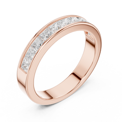 14K Solid White Gold Princess Cut Lab Grown Diamond Half Eternity Band - HIGHCARAT DIAMONDS