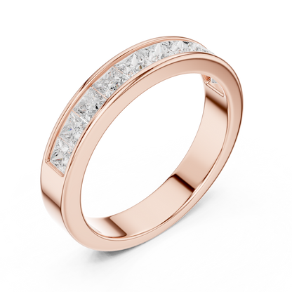 14K Solid White Gold Princess Cut Lab Grown Diamond Half Eternity Band - HIGHCARAT DIAMONDS