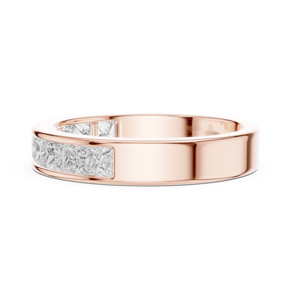 14K Solid White Gold Princess Cut Lab Grown Diamond Half Eternity Band - HIGHCARAT DIAMONDS