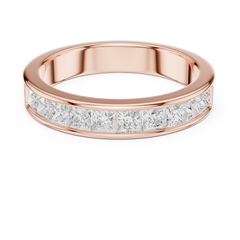 14K Solid White Gold Princess Cut Lab Grown Diamond Half Eternity Band - HIGHCARAT DIAMONDS