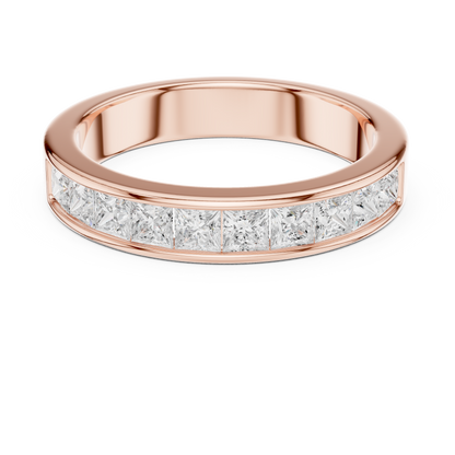 14K Solid White Gold Princess Cut Lab Grown Diamond Half Eternity Band - HIGHCARAT DIAMONDS