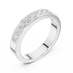 14K Solid White Gold Princess Cut Lab Grown Diamond Half Eternity Band - HIGHCARAT DIAMONDS