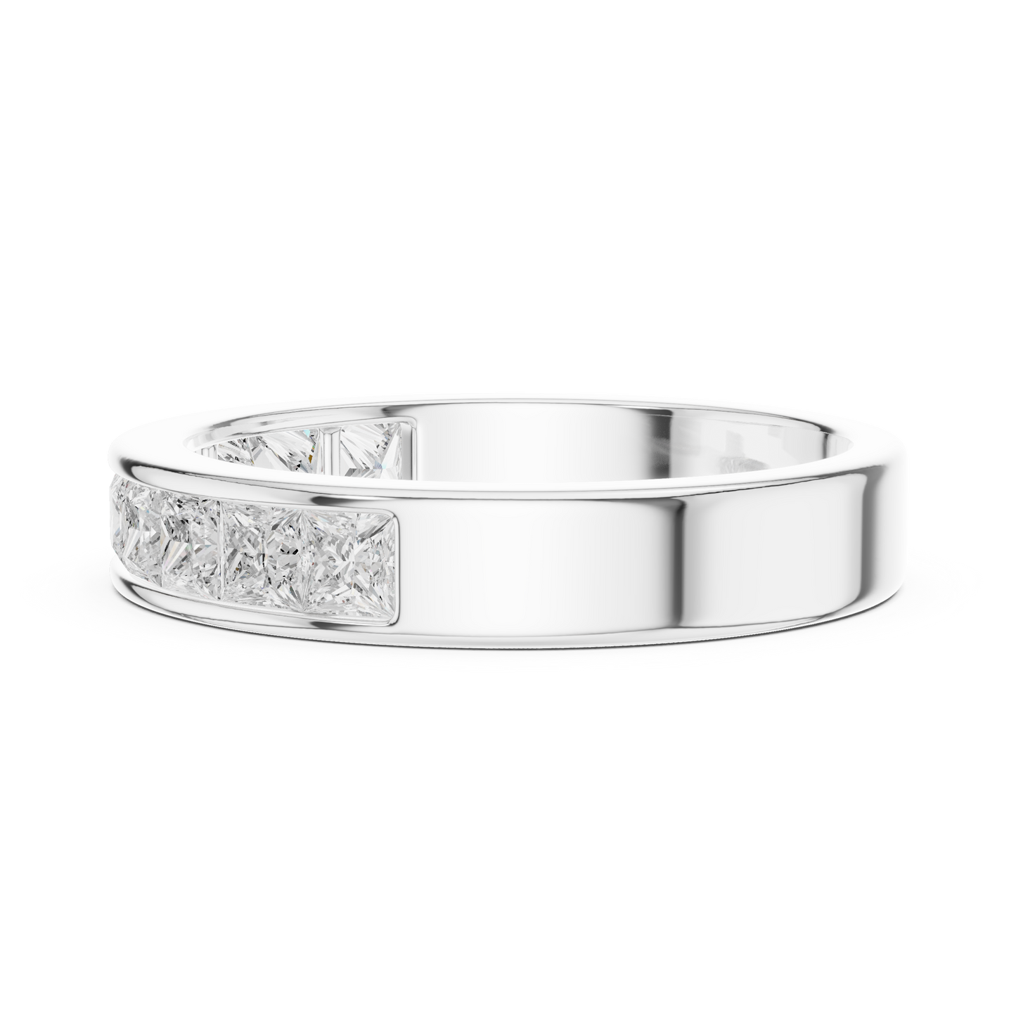 14K Solid White Gold Princess Cut Lab Grown Diamond Half Eternity Band - HIGHCARAT DIAMONDS