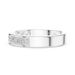 14K Solid White Gold Princess Cut Lab Grown Diamond Half Eternity Band - HIGHCARAT DIAMONDS