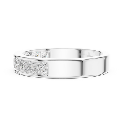 14K Solid White Gold Princess Cut Lab Grown Diamond Half Eternity Band - HIGHCARAT DIAMONDS