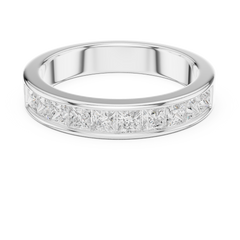 14K Solid White Gold Princess Cut Lab Grown Diamond Half Eternity Band - HIGHCARAT DIAMONDS