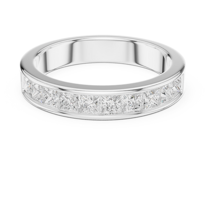 14K Solid White Gold Princess Cut Lab Grown Diamond Half Eternity Band - HIGHCARAT DIAMONDS