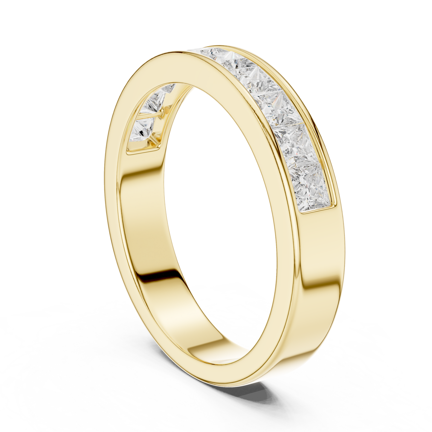 14K Solid White Gold Princess Cut Lab Grown Diamond Half Eternity Band - HIGHCARAT DIAMONDS