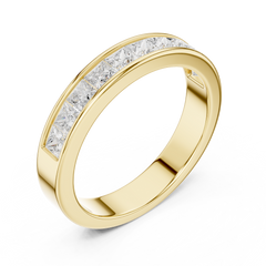 14K Solid White Gold Princess Cut Lab Grown Diamond Half Eternity Band - HIGHCARAT DIAMONDS