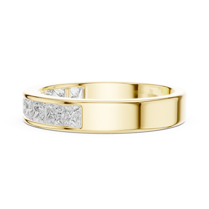 14K Solid White Gold Princess Cut Lab Grown Diamond Half Eternity Band - HIGHCARAT DIAMONDS