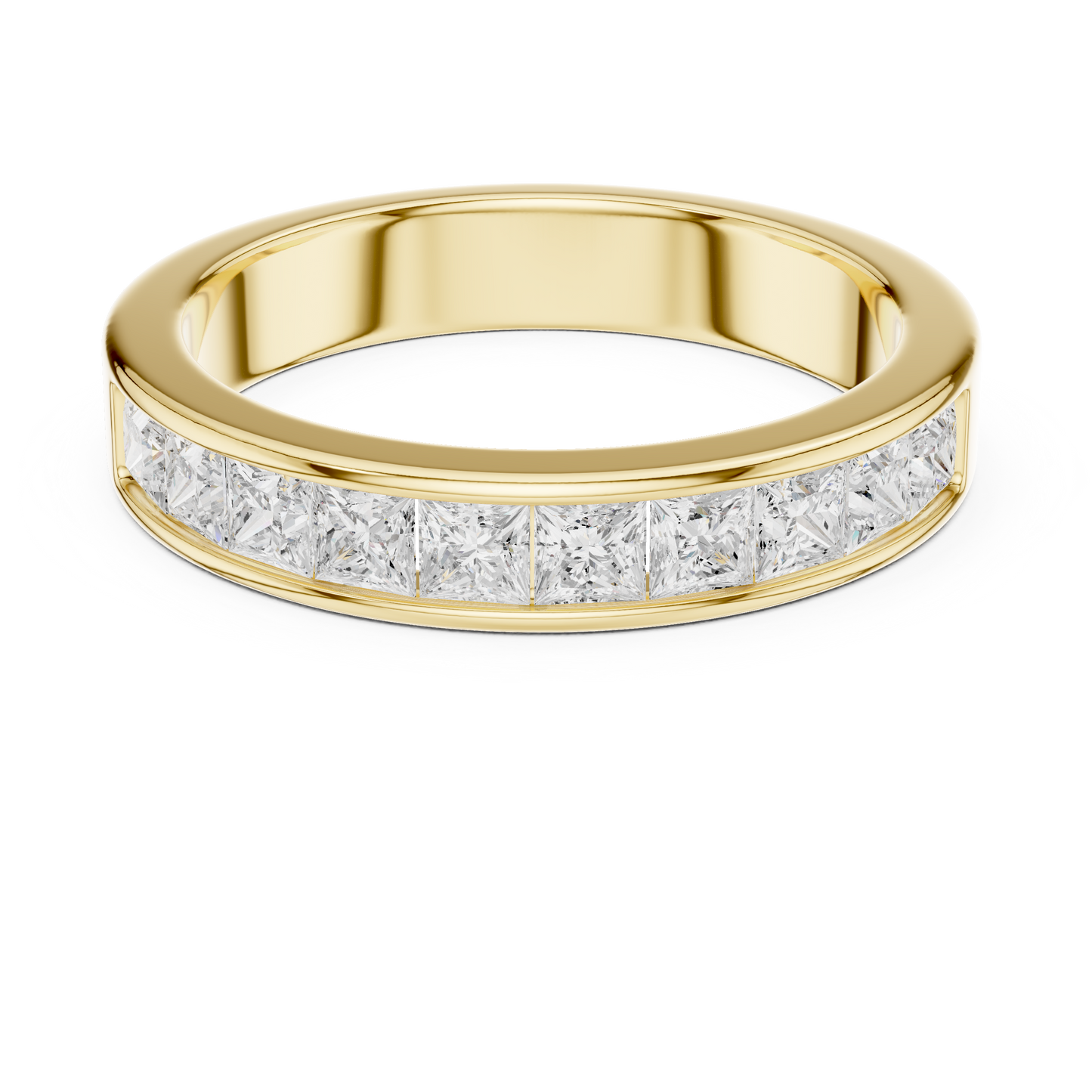 14K Solid White Gold Princess Cut Lab Grown Diamond Half Eternity Band - HIGHCARAT DIAMONDS