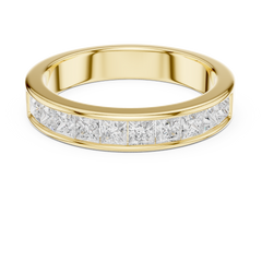 14K Solid White Gold Princess Cut Lab Grown Diamond Half Eternity Band - HIGHCARAT DIAMONDS