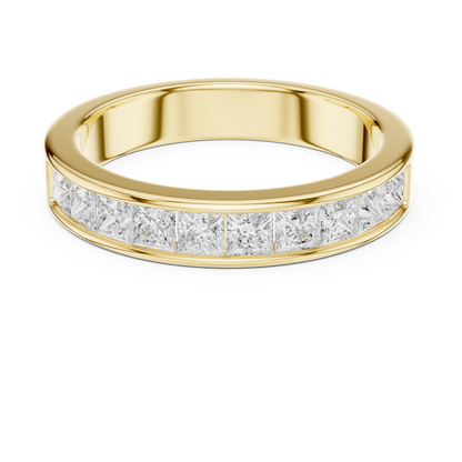 14K Solid White Gold Princess Cut Lab Grown Diamond Half Eternity Band - HIGHCARAT DIAMONDS