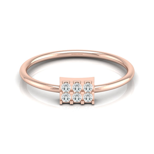 14K Solid White Gold Round Shaped Diamond Ring Minimalist Daily Wear Jewelry For Women's - HIGHCARAT DIAMONDS