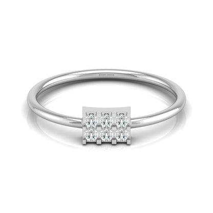 14K Solid White Gold Round Shaped Diamond Ring Minimalist Daily Wear Jewelry For Women's