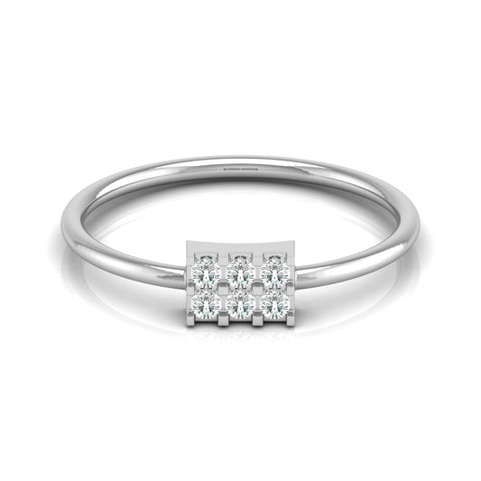 14K Solid White Gold Round Shaped Diamond Ring Minimalist Daily Wear Jewelry For Women's - HIGHCARAT DIAMONDS