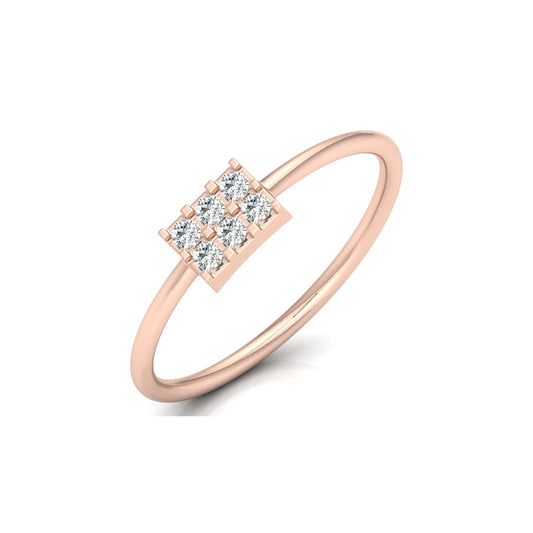 14K Solid White Gold Round Shaped Diamond Ring Minimalist Daily Wear Jewelry For Women's