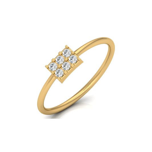 14K Solid White Gold Round Shaped Diamond Ring Minimalist Daily Wear Jewelry For Women's - HIGHCARAT DIAMONDS