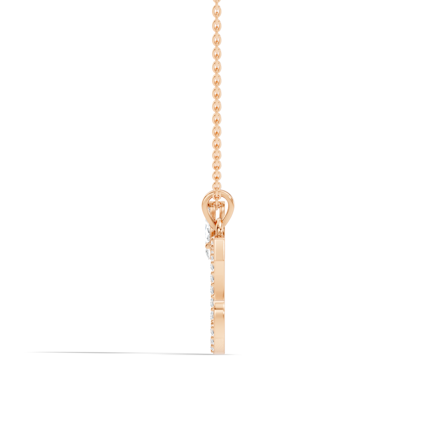 14K Solid Yellow Gold Marquise and Round Cut Diamond C Alphabet Pendant For Her