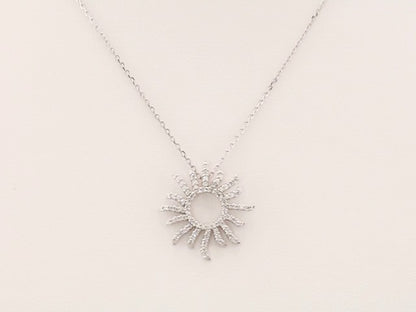 14k-white-1/3-ctw-natural-diamond-sun-16"-necklace