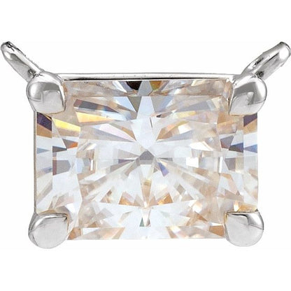 14K White 3/4 CTW Lab Grown Diamond Claw-Prong Pendants Center