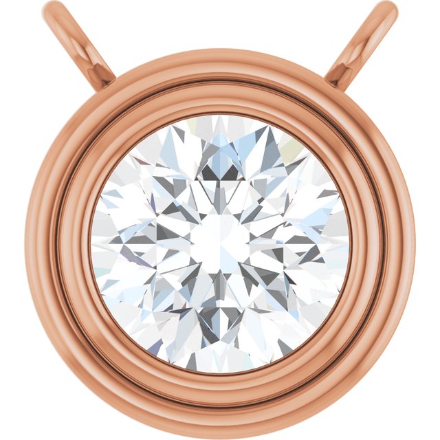 14K White 3/8 CT Lab-Grown Diamond Bezel Set Pendant Center